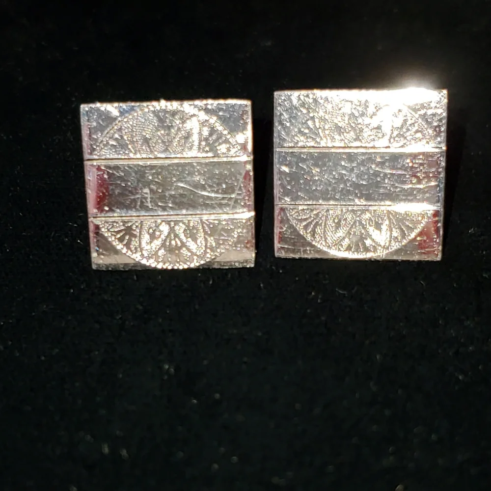 Vintage Swank Sterling Floral Engraved Cufflinks Mid-century